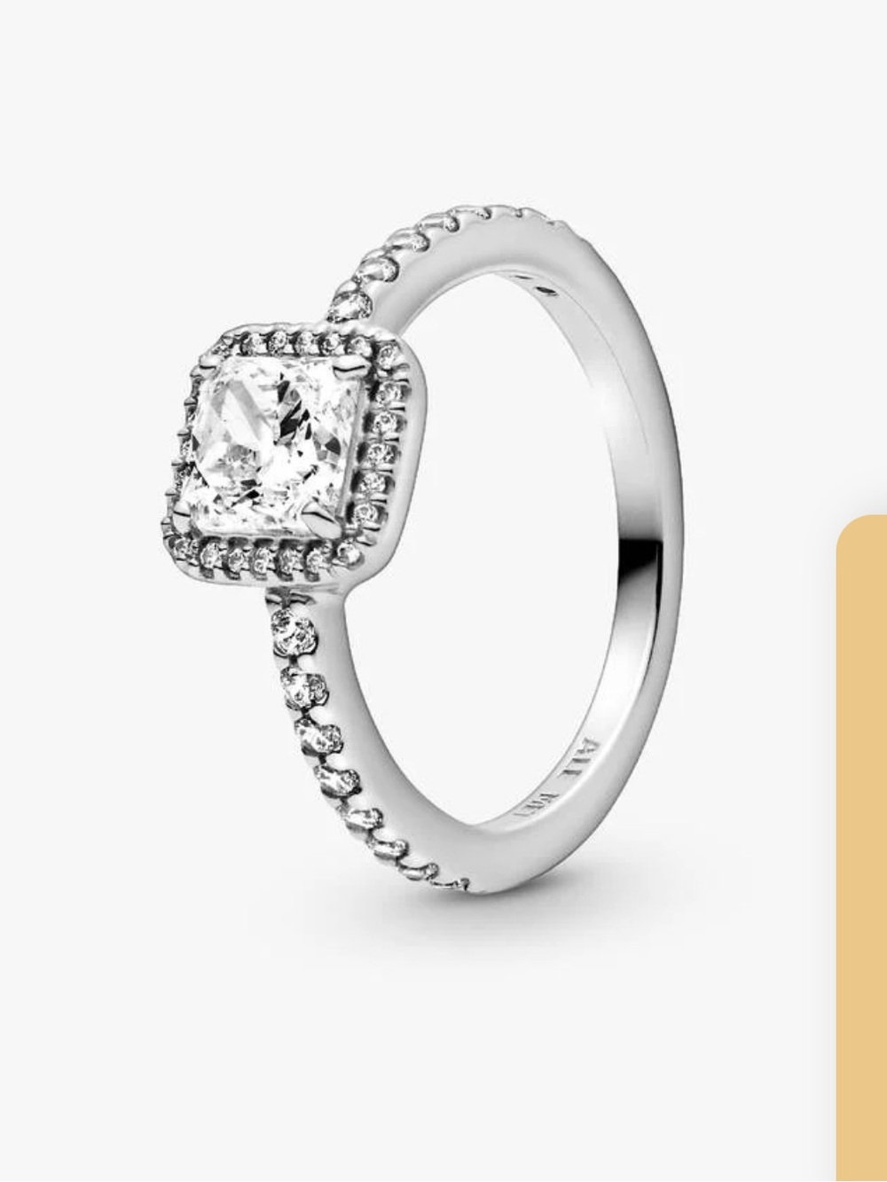 Pandora Silver Square Sparkle Halo Ring